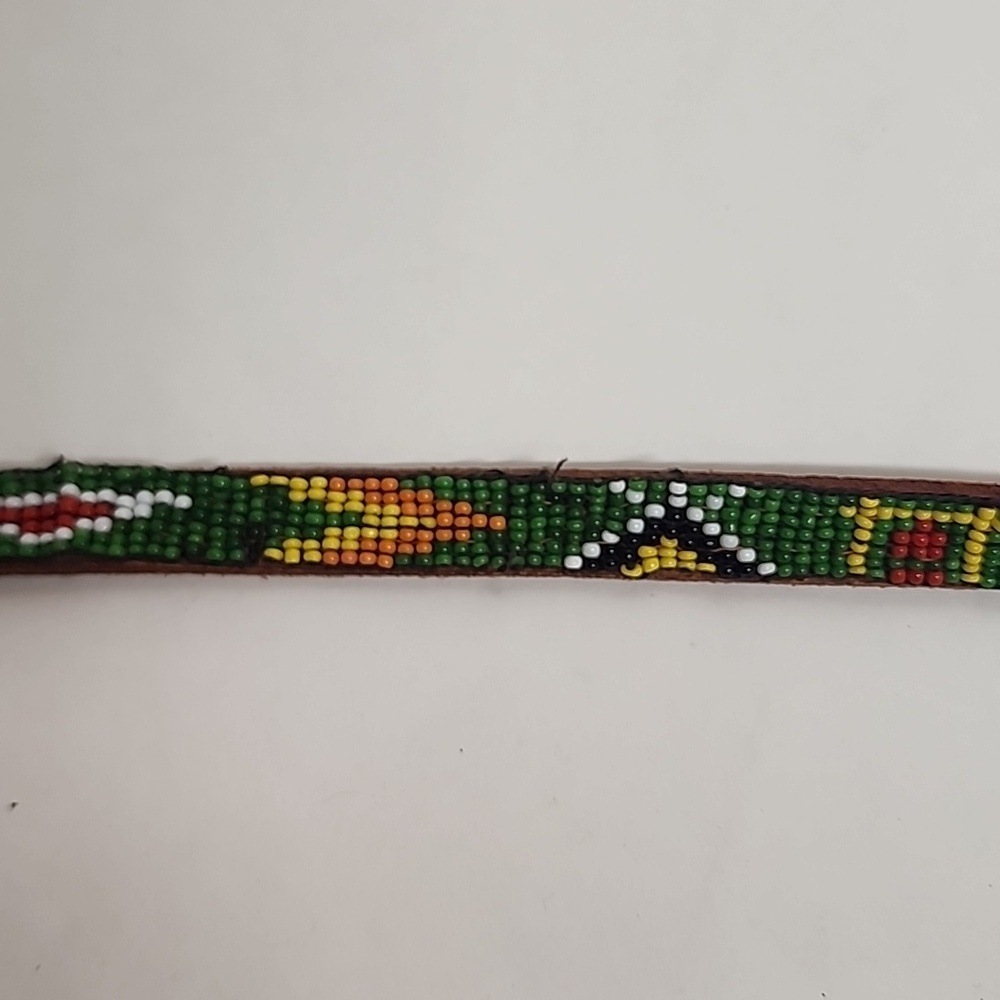 Colorful Vintage Native American Handcrafted Beaded Belt/Hat Band Size 26 - Picture 6 of 11
